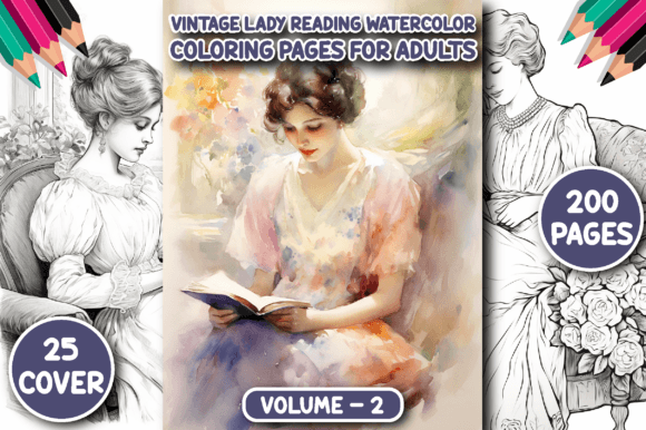 200 Vintage Lady Watercolor Color Pages: An Artist's Retreat