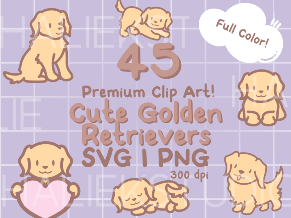Adorable Golden Retriever Clip Art for Creative Projects