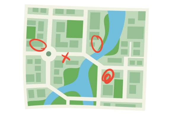 City Map with Red Location Marks Color I: A Design Asset for Modern Branding
