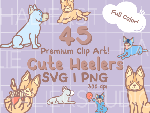 Cute Heelers Color SVG and PNG Designs