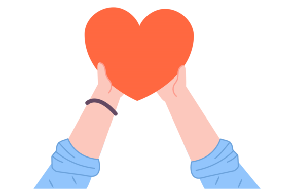 Donation Color Icon: The Red Heart in Human Hands