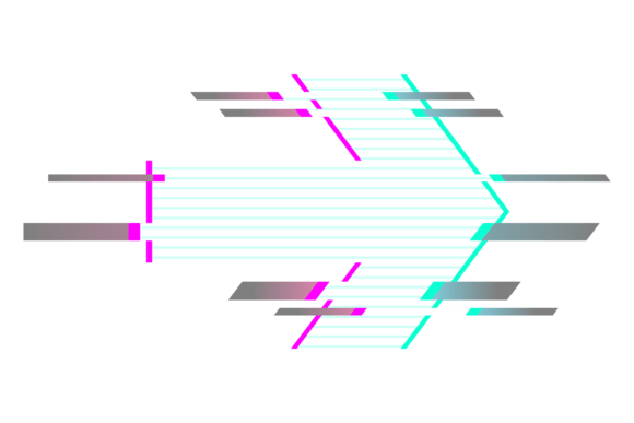Glitched Hologram Arrow: A Neon Digital HUD Typeface