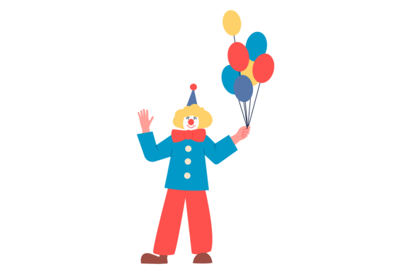 Happy Clown with Color Balloons Bunch. F: A Playful Display Typeface