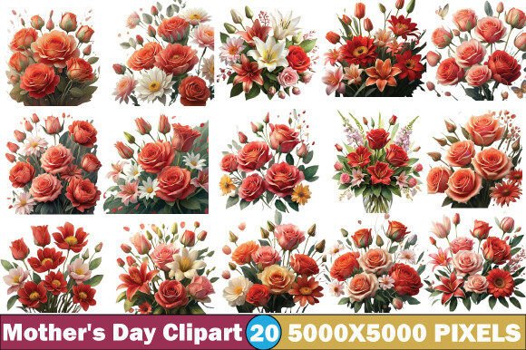 Mothers Day Red Flowers Watercolour Clip: A Designer's Guide to Elegant Floral Assets
