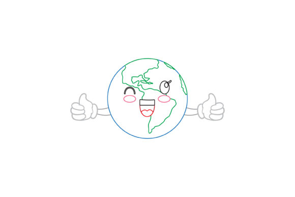 Space Earth Kawaii Cute Color Line: A Playful Design Asset