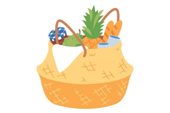 Summer Picnic Food Basket: Color Lunch W for Vibrant Design