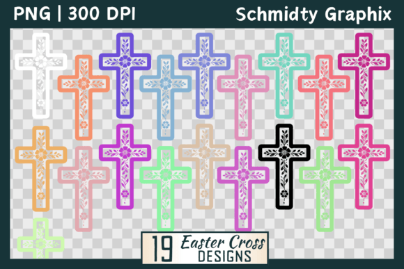 Vibrant Design Assets: All Color Flower Cross Sublimation PNG