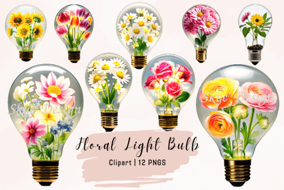 Watercolour Floral Light Bulb Clipart: Creative Spark for Your Designs