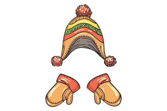 Winter Hat and Mittens Color Sketch: A Playful Kid's Illustration